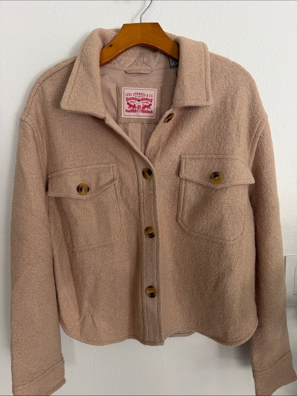 Levi's Women's Tan Button-Front Wool Shacket size L